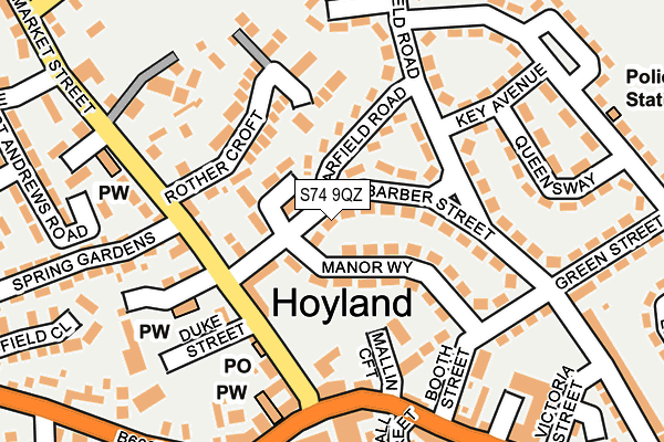 S74 9QZ map - OS OpenMap – Local (Ordnance Survey) S74 9QZ map - OS OpenMap – Local (Ordnance Survey)