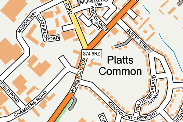 S74 9RZ map - OS OpenMap – Local (Ordnance Survey)