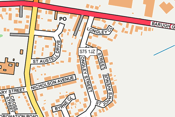 S75 1JZ map - OS OpenMap – Local (Ordnance Survey) S75 1JZ map - OS OpenMap – Local (Ordnance Survey)