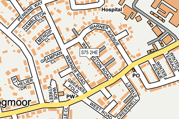 S75 2HE map - OS OpenMap – Local (Ordnance Survey) S75 2HE map - OS OpenMap – Local (Ordnance Survey)