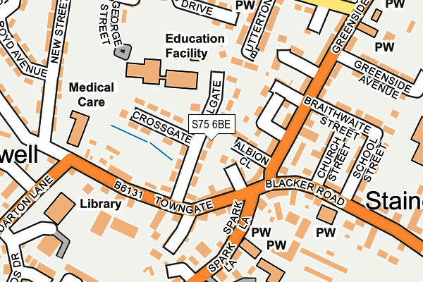 S75 6BE map - OS OpenMap – Local (Ordnance Survey) S75 6BE map - OS OpenMap – Local (Ordnance Survey)