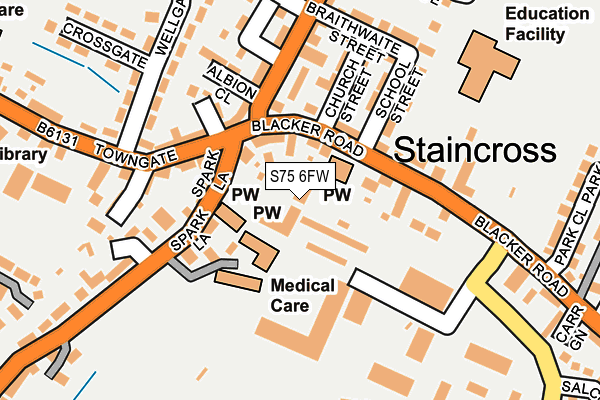 S75 6FW map - OS OpenMap – Local (Ordnance Survey) S75 6FW map - OS OpenMap – Local (Ordnance Survey)