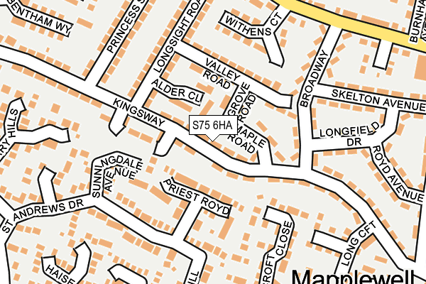 S75 6HA map - OS OpenMap – Local (Ordnance Survey) S75 6HA map - OS OpenMap – Local (Ordnance Survey)
