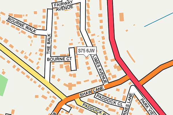S75 6JW map - OS OpenMap – Local (Ordnance Survey) S75 6JW map - OS OpenMap – Local (Ordnance Survey)