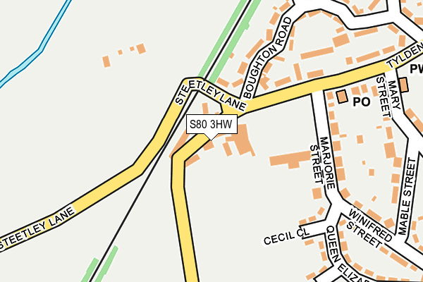 S80 3HW map - OS OpenMap – Local (Ordnance Survey) S80 3HW map - OS OpenMap – Local (Ordnance Survey)