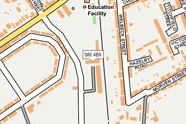 S80 4BX map - OS OpenMap – Local (Ordnance Survey) S80 4BX map - OS OpenMap – Local (Ordnance Survey)