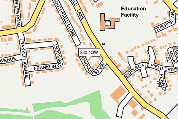 S80 4QW map - OS OpenMap – Local (Ordnance Survey) S80 4QW map - OS OpenMap – Local (Ordnance Survey)