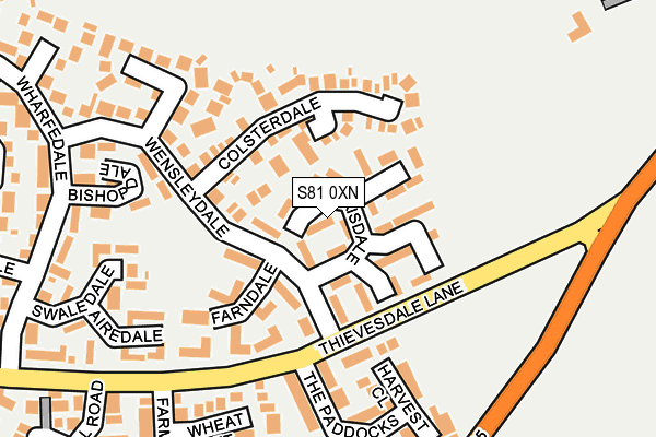 S81 0XN map - OS OpenMap – Local (Ordnance Survey) S81 0XN map - OS OpenMap – Local (Ordnance Survey)