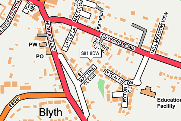 S81 8DW map - OS OpenMap – Local (Ordnance Survey) S81 8DW map - OS OpenMap – Local (Ordnance Survey)