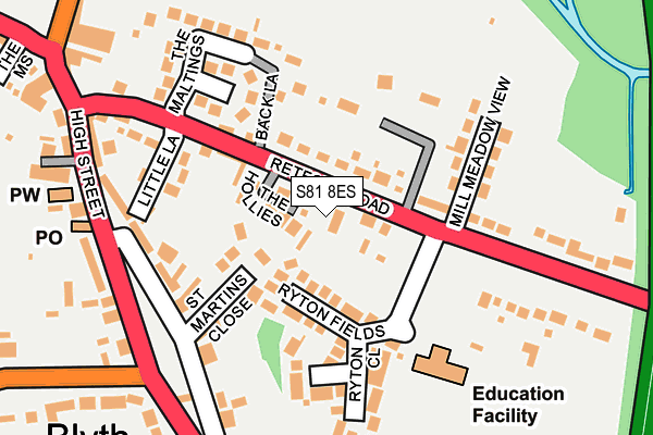 S81 8ES map - OS OpenMap – Local (Ordnance Survey)