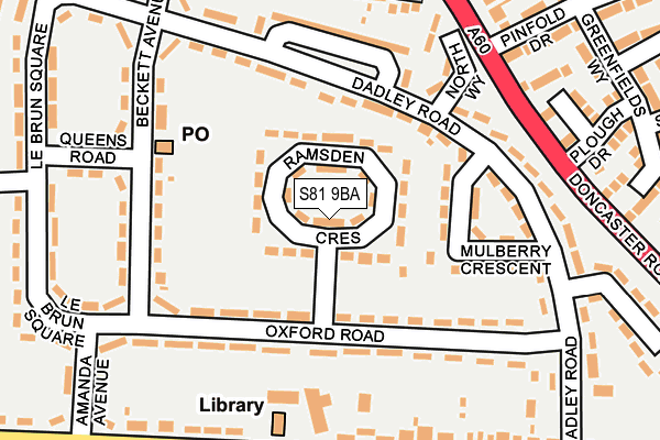 S81 9BA map - OS OpenMap – Local (Ordnance Survey) S81 9BA map - OS OpenMap – Local (Ordnance Survey)
