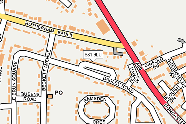 S81 9LU map - OS OpenMap – Local (Ordnance Survey) S81 9LU map - OS OpenMap – Local (Ordnance Survey)