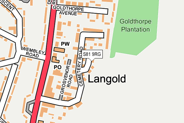 S81 9RG map - OS OpenMap – Local (Ordnance Survey) S81 9RG map - OS OpenMap – Local (Ordnance Survey)