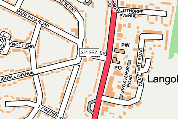 S81 9RZ map - OS OpenMap – Local (Ordnance Survey) S81 9RZ map - OS OpenMap – Local (Ordnance Survey)