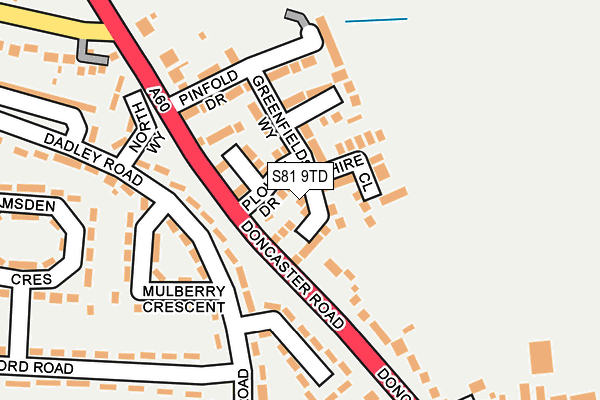 S81 9TD map - OS OpenMap – Local (Ordnance Survey) S81 9TD map - OS OpenMap – Local (Ordnance Survey)