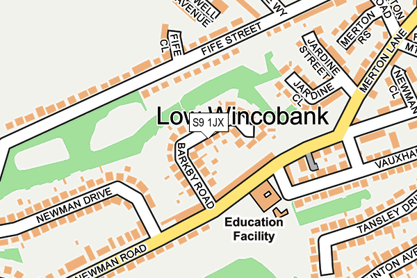 S9 1JX map - OS OpenMap – Local (Ordnance Survey) S9 1JX map - OS OpenMap – Local (Ordnance Survey)
