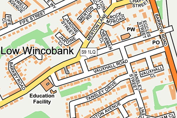 S9 1LQ map - OS OpenMap – Local (Ordnance Survey)