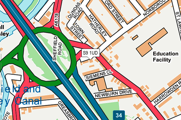 S9 1UD map - OS OpenMap – Local (Ordnance Survey) S9 1UD map - OS OpenMap – Local (Ordnance Survey)