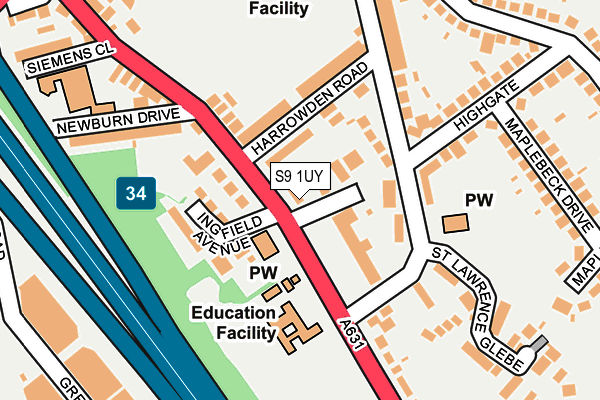 S9 1UY map - OS OpenMap – Local (Ordnance Survey) S9 1UY map - OS OpenMap – Local (Ordnance Survey)