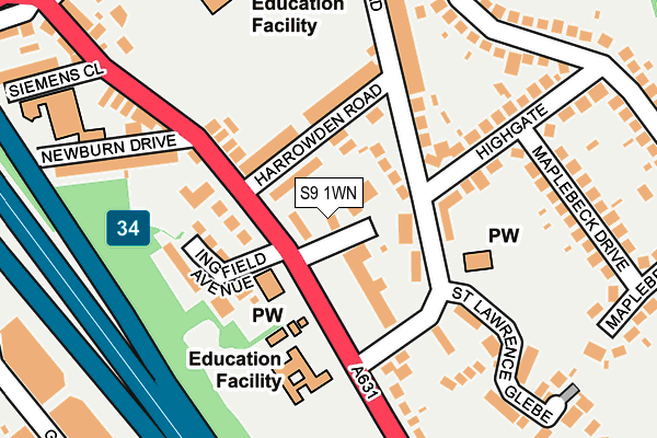 S9 1WN map - OS OpenMap – Local (Ordnance Survey) S9 1WN map - OS OpenMap – Local (Ordnance Survey)