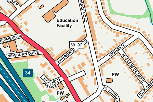 S9 1XF map - OS OpenMap – Local (Ordnance Survey) S9 1XF map - OS OpenMap – Local (Ordnance Survey)