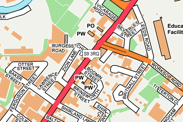 S9 3RQ map - OS OpenMap – Local (Ordnance Survey) S9 3RQ map - OS OpenMap – Local (Ordnance Survey)