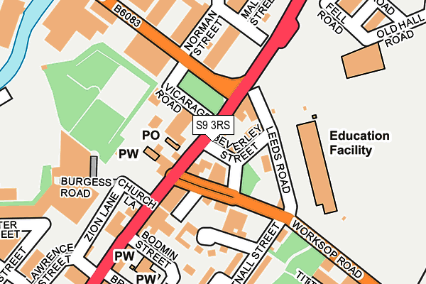 S9 3RS map - OS OpenMap – Local (Ordnance Survey) S9 3RS map - OS OpenMap – Local (Ordnance Survey)