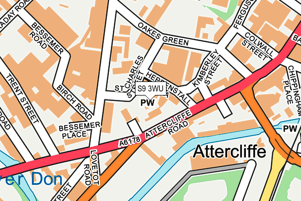S9 3WU map - OS OpenMap – Local (Ordnance Survey)