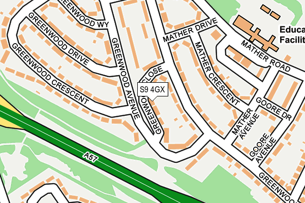 S9 4GX map - OS OpenMap – Local (Ordnance Survey) S9 4GX map - OS OpenMap – Local (Ordnance Survey)