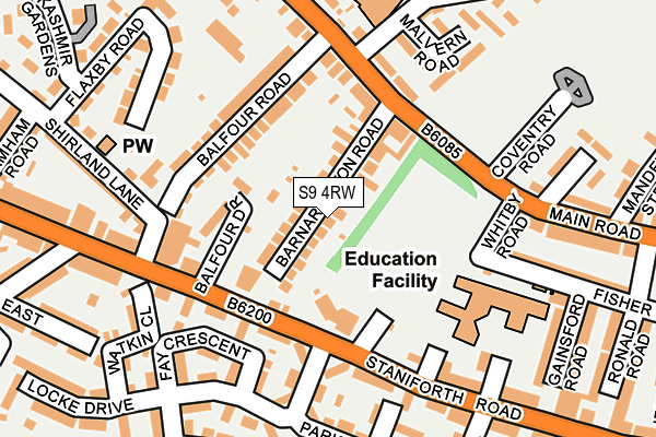 S9 4RW map - OS OpenMap – Local (Ordnance Survey) S9 4RW map - OS OpenMap – Local (Ordnance Survey)