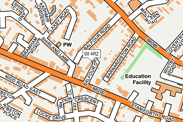 S9 4RZ map - OS OpenMap – Local (Ordnance Survey) S9 4RZ map - OS OpenMap – Local (Ordnance Survey)