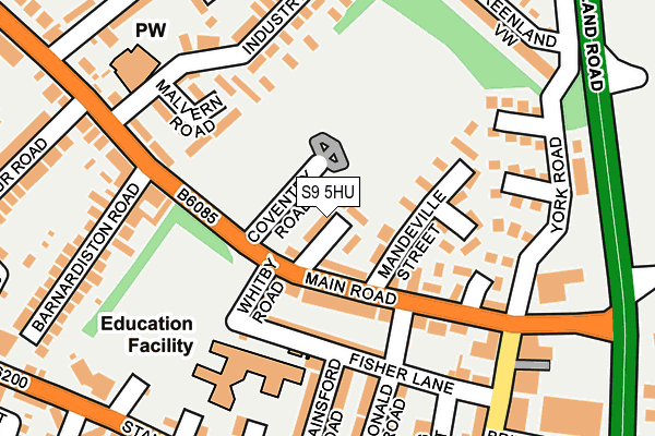 S9 5HU map - OS OpenMap – Local (Ordnance Survey) S9 5HU map - OS OpenMap – Local (Ordnance Survey)