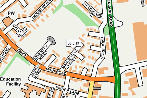 S9 5HX map - OS OpenMap – Local (Ordnance Survey) S9 5HX map - OS OpenMap – Local (Ordnance Survey)