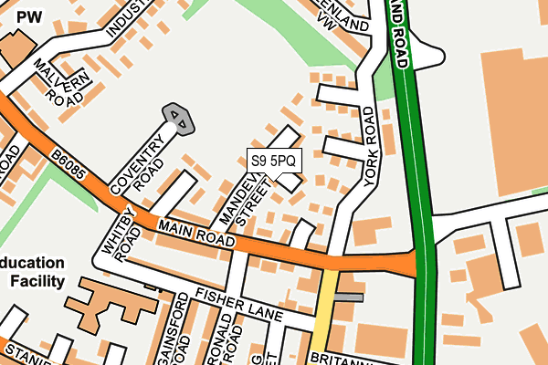 S9 5PQ map - OS OpenMap – Local (Ordnance Survey) S9 5PQ map - OS OpenMap – Local (Ordnance Survey)