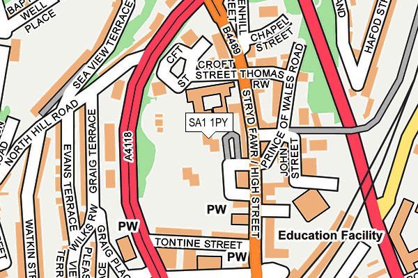 SA1 1PY map - OS OpenMap – Local (Ordnance Survey) SA1 1PY map - OS OpenMap – Local (Ordnance Survey)