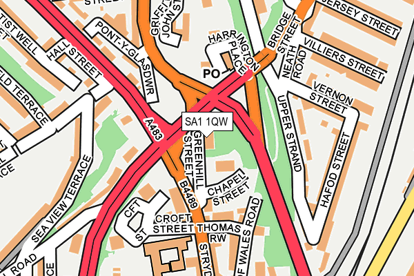 SA1 1QW map - OS OpenMap – Local (Ordnance Survey) SA1 1QW map - OS OpenMap – Local (Ordnance Survey)
