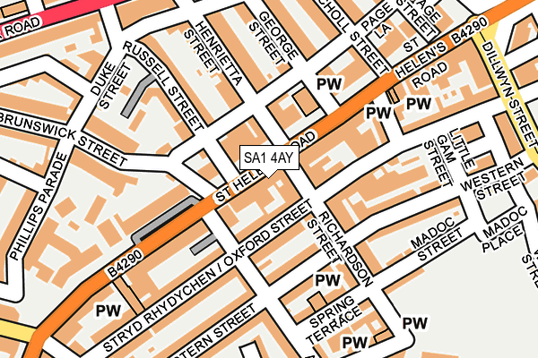SA1 4AY map - OS OpenMap – Local (Ordnance Survey) SA1 4AY map - OS OpenMap – Local (Ordnance Survey)