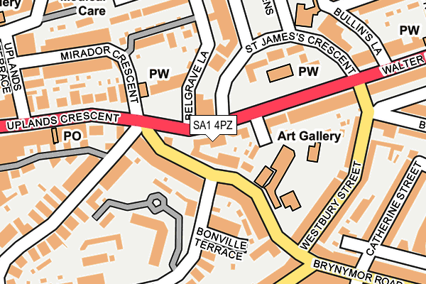 SA1 4PZ map - OS OpenMap – Local (Ordnance Survey) SA1 4PZ map - OS OpenMap – Local (Ordnance Survey)