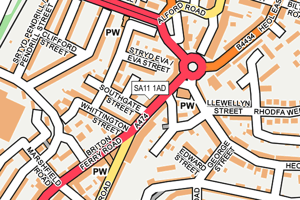 SA11 1AD map - OS OpenMap – Local (Ordnance Survey) SA11 1AD map - OS OpenMap – Local (Ordnance Survey)