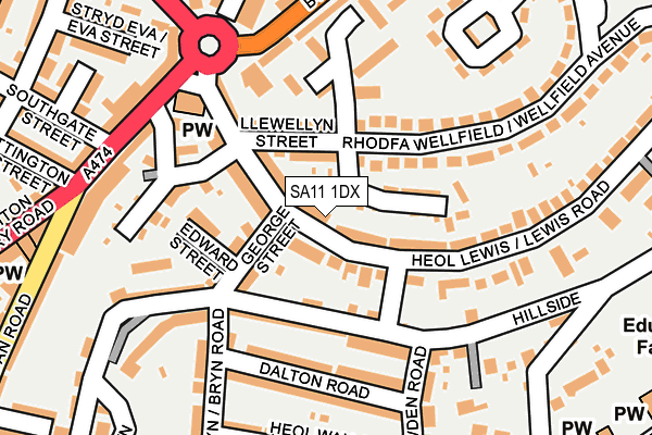 SA11 1DX map - OS OpenMap – Local (Ordnance Survey) SA11 1DX map - OS OpenMap – Local (Ordnance Survey)