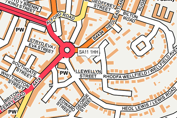 SA11 1HH map - OS OpenMap – Local (Ordnance Survey) SA11 1HH map - OS OpenMap – Local (Ordnance Survey)
