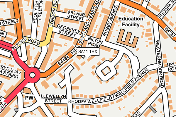 SA11 1HX map - OS OpenMap – Local (Ordnance Survey) SA11 1HX map - OS OpenMap – Local (Ordnance Survey)