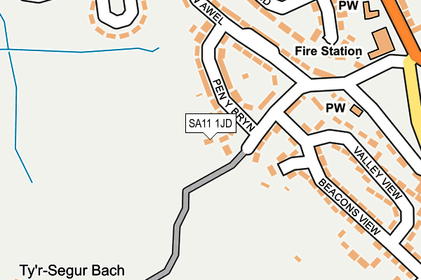 SA11 1JD map - OS OpenMap – Local (Ordnance Survey) SA11 1JD map - OS OpenMap – Local (Ordnance Survey)