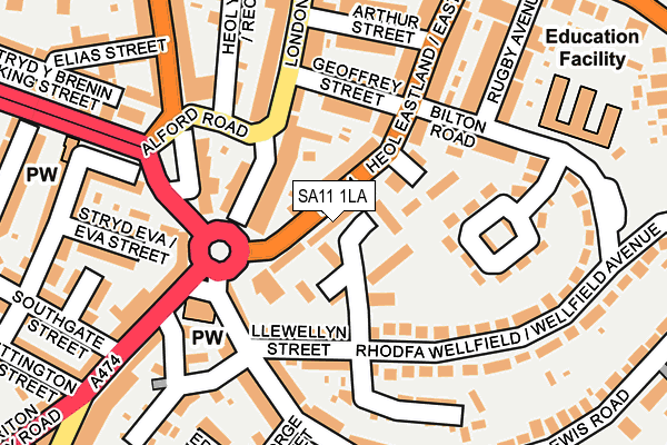 SA11 1LA map - OS OpenMap – Local (Ordnance Survey) SA11 1LA map - OS OpenMap – Local (Ordnance Survey)