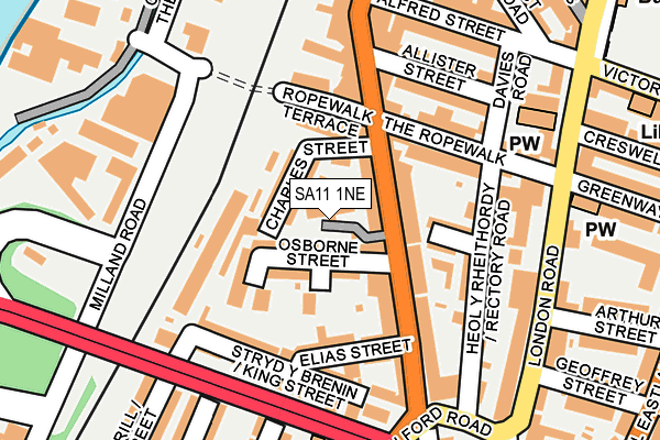 SA11 1NE map - OS OpenMap – Local (Ordnance Survey) SA11 1NE map - OS OpenMap – Local (Ordnance Survey)