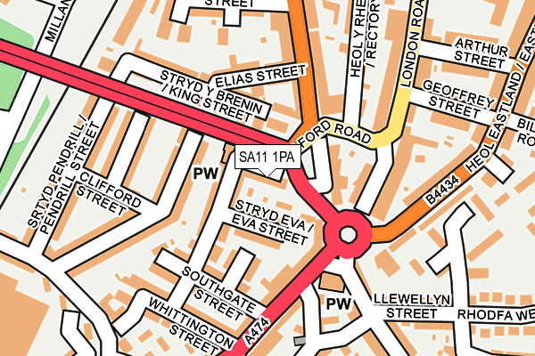 SA11 1PA map - OS OpenMap – Local (Ordnance Survey) SA11 1PA map - OS OpenMap – Local (Ordnance Survey)