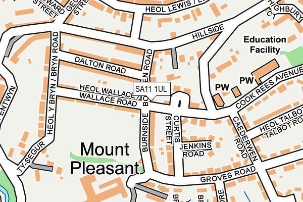 SA11 1UL map - OS OpenMap – Local (Ordnance Survey) SA11 1UL map - OS OpenMap – Local (Ordnance Survey)