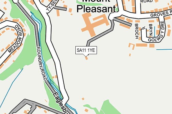 SA11 1YE map - OS OpenMap – Local (Ordnance Survey) SA11 1YE map - OS OpenMap – Local (Ordnance Survey)