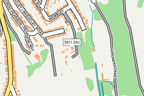SA11 2AU map - OS OpenMap – Local (Ordnance Survey) SA11 2AU map - OS OpenMap – Local (Ordnance Survey)