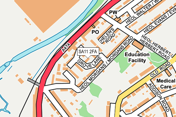 SA11 2FA map - OS OpenMap – Local (Ordnance Survey) SA11 2FA map - OS OpenMap – Local (Ordnance Survey)